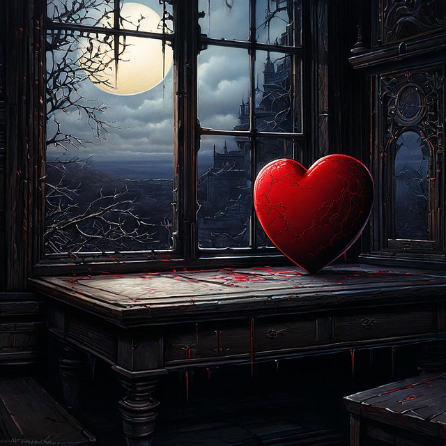 Free red heart dark illustration