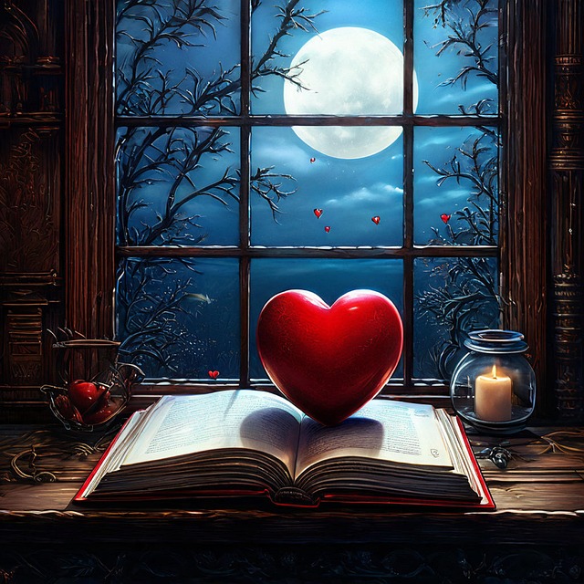 Free red heart on illustration