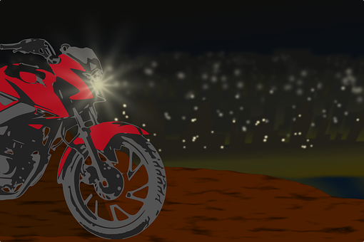 Nacht, Stadtbild, Motorrad, Scheinwerfer