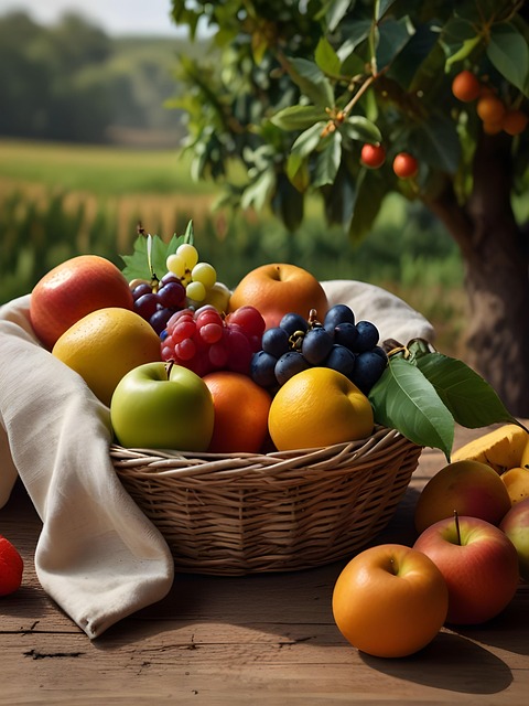 Free fruits basket fresh illustration