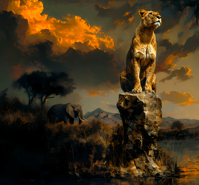 Free ai generated lion lioness illustration