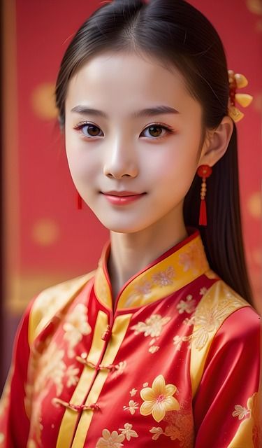 Free chinese asian traditional costume illustration