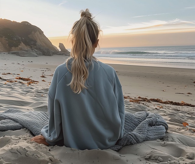 Free ai generated woman beach illustration