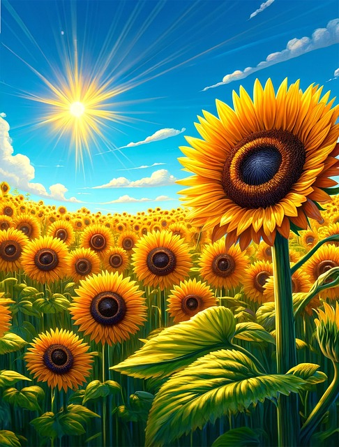 Free ai generated sunflowers field illustration