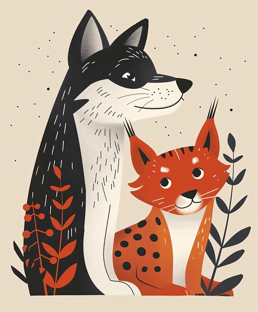 Free ai generated wolf lynx illustration