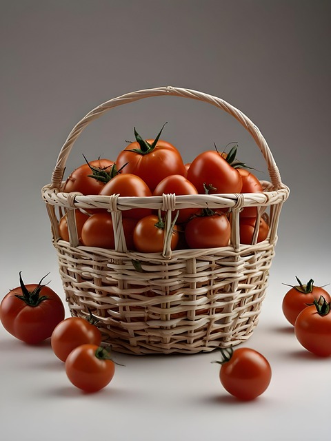 Free tomatoes basket food illustration