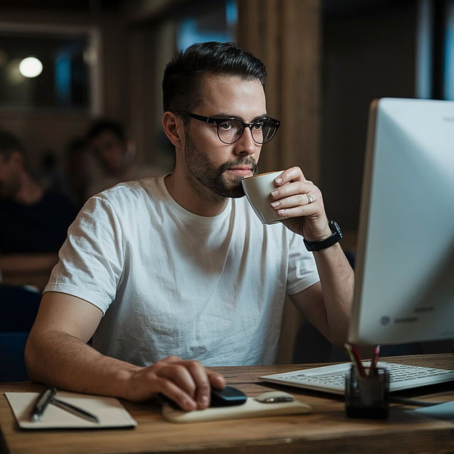 Free ai generated man coffee illustration
