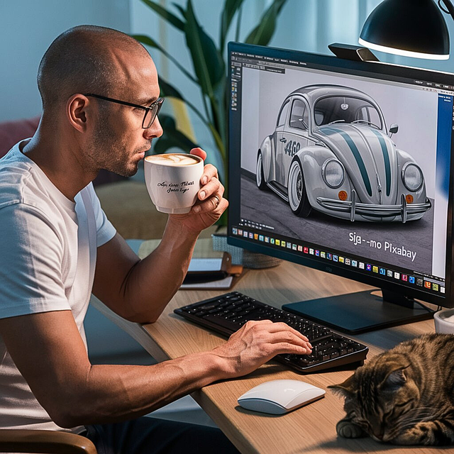 Free ai generated man coffee illustration