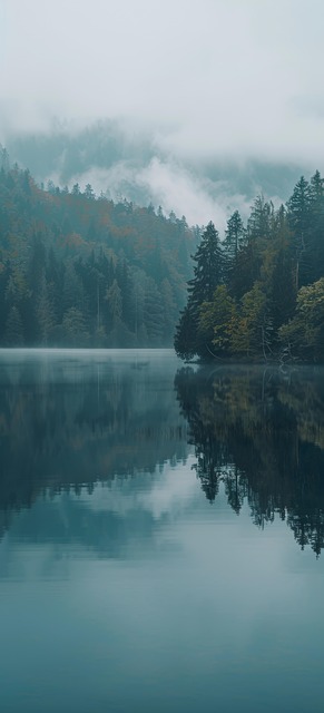 Free ai generated lake trees illustration