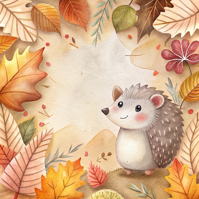 Download free HD stock image of Hedgehog Leaves Free hedgehog leaves page illustration