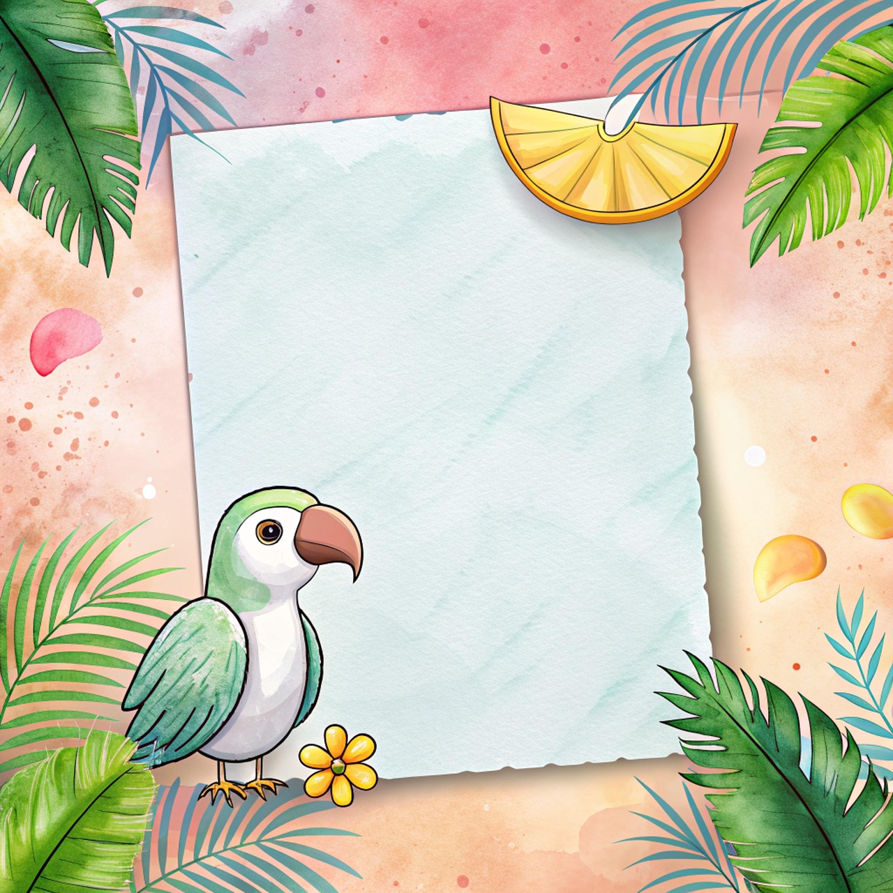 Download free HD stock image of Parrot Frame Free parrot frame summer illustration