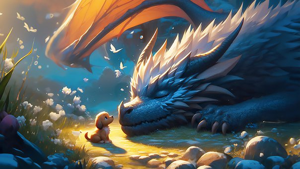 Drachen, Hündchen, Tier, Hund, Schlafen
