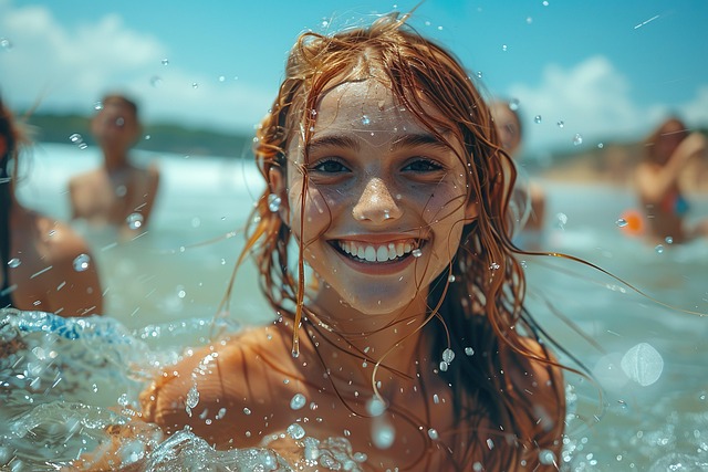 Free ai generated girl swimming illustration