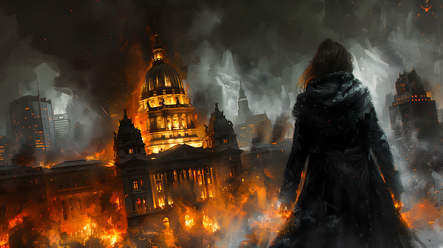 Free ai generated woman fire illustration