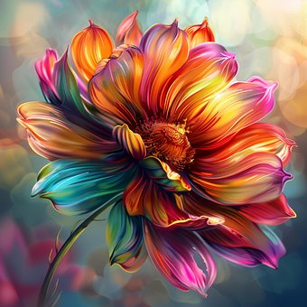 Flor, Gradiente, Colorido, Profundidade