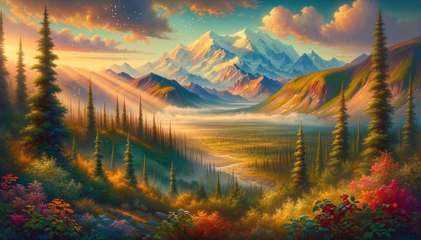Ai Generiert, Wald, Berge, Natur, Alaska