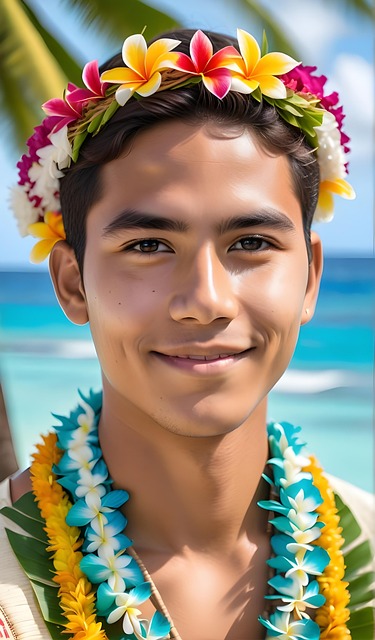 Free ai generated man hawaiian illustration