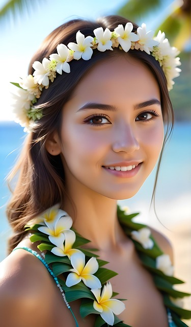 Free ai generated woman hawaiian illustration