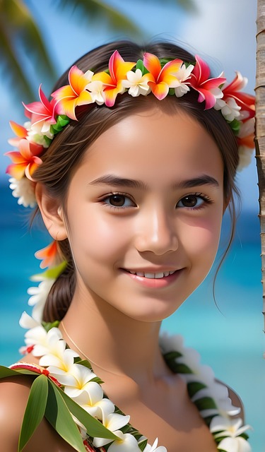 Free ai generated woman hawaiian illustration