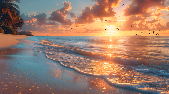 Download free HD stock image of Ai Generated Beach Free ai generated beach waves illustration