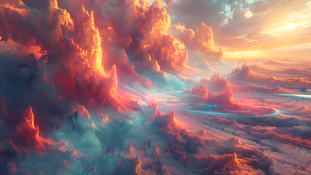Free ai generated clouds landscape illustration