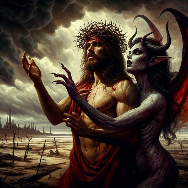Free ai generated jesus temptation illustration