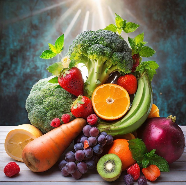 Free vegetables fruits nutrition illustration