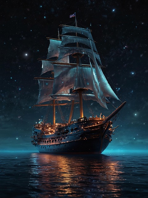 Free sail people ship illustration