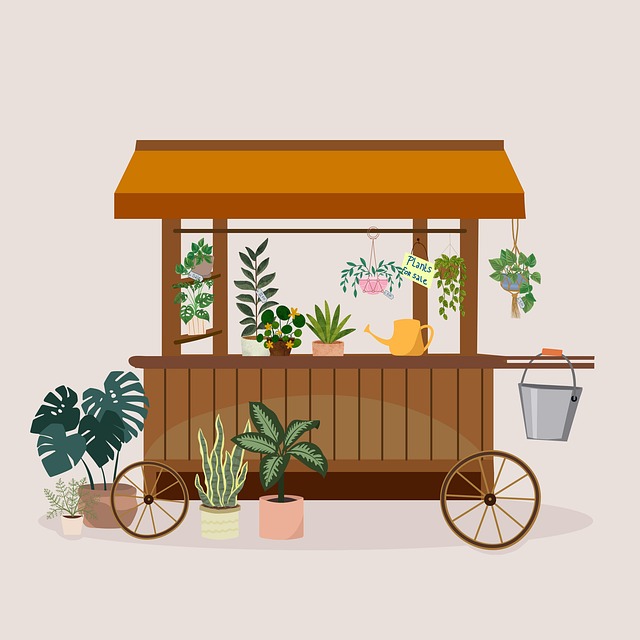 Free plants market stall illustration