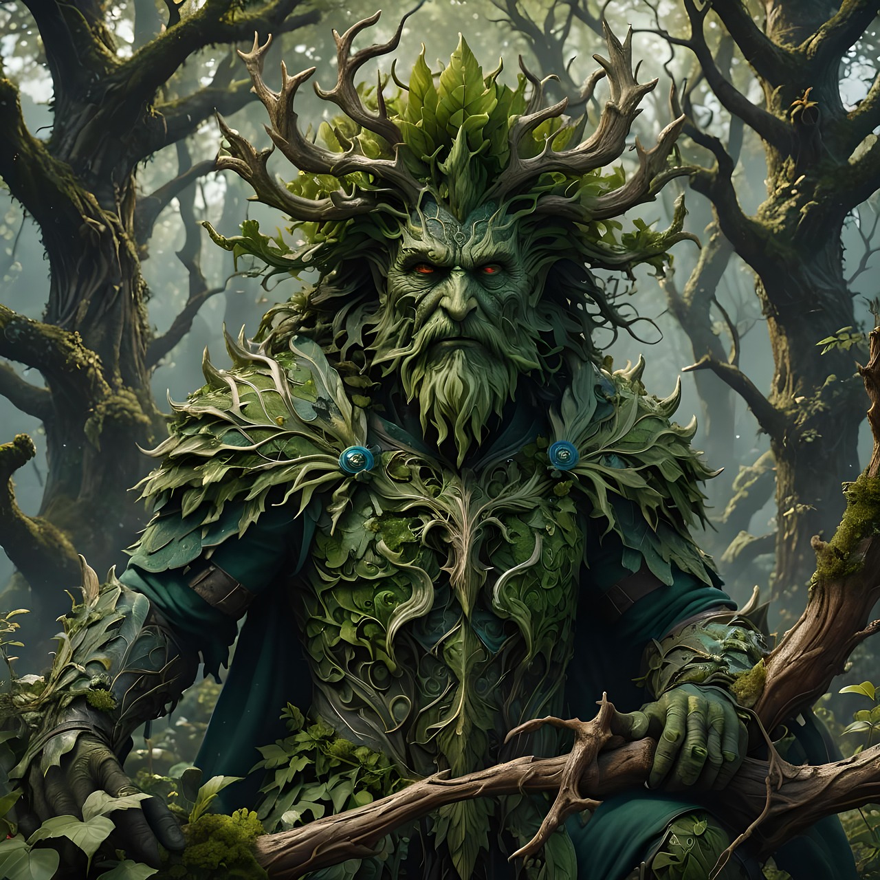 Free ai generated green man pagan illustration