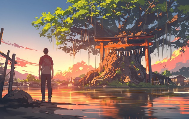 Free ai generated man shrine illustration