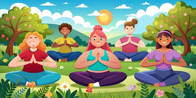 Free group overweight people illustration