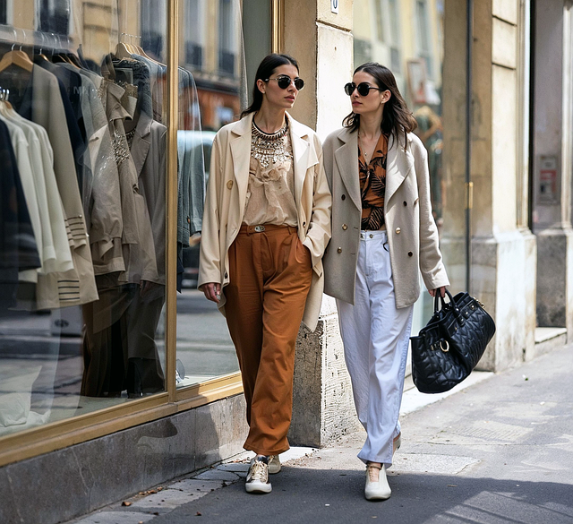 Free women shopping stroll illustration