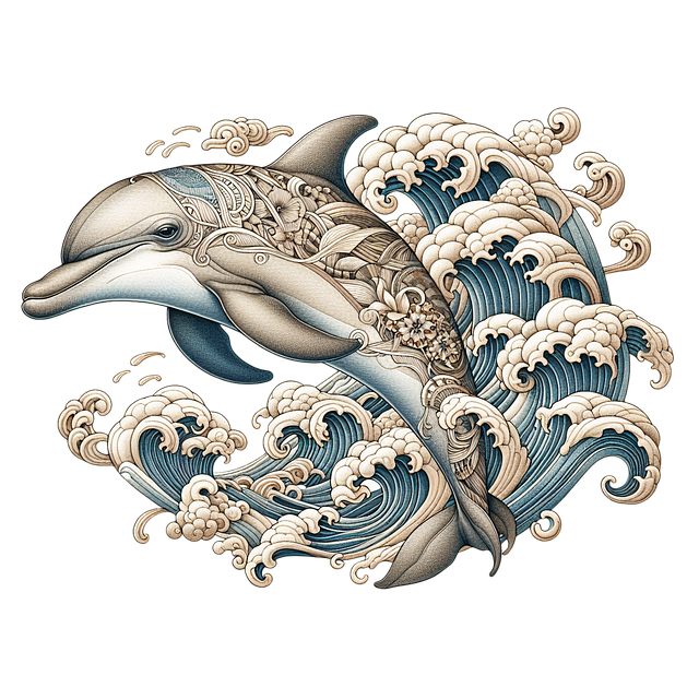 Free ai generated dolphin waves illustration