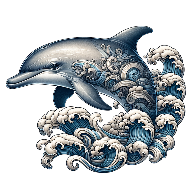 Free ai generated dolphin waves illustration