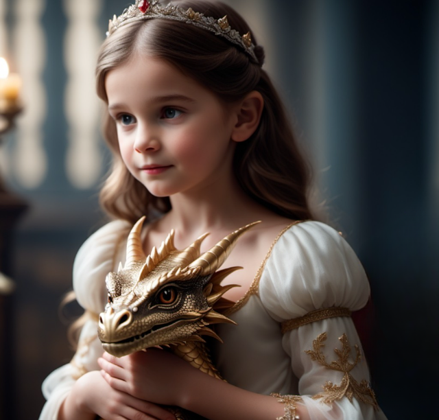 Free ai generated girl dragon illustration