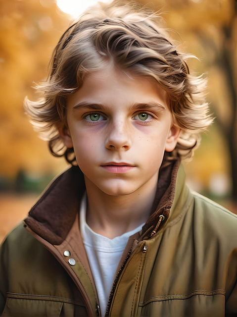 Free ai generated boy fall illustration