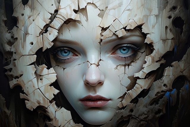 Free ai generated woman cracked illustration