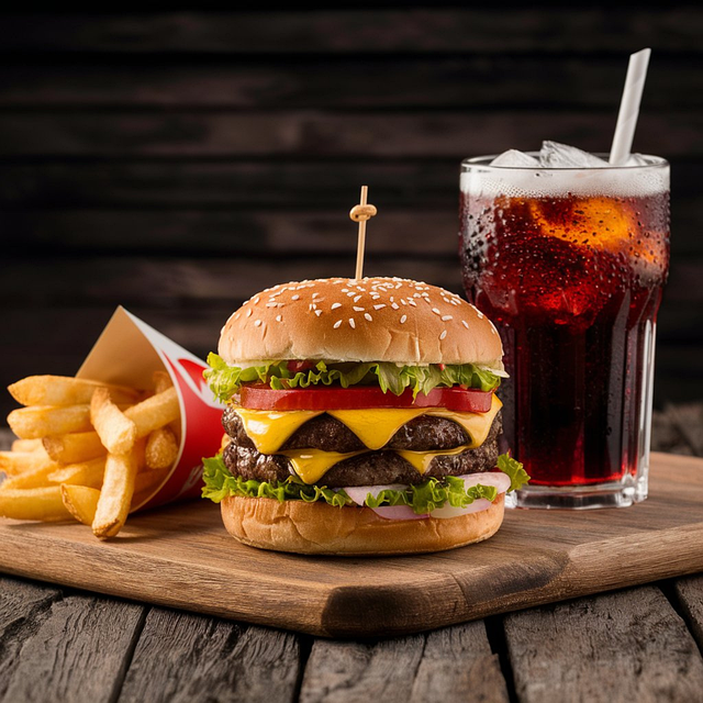 Free ai generated burger fries illustration