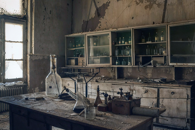 Laboratorium, Kjemi, Forlatt, Urbex