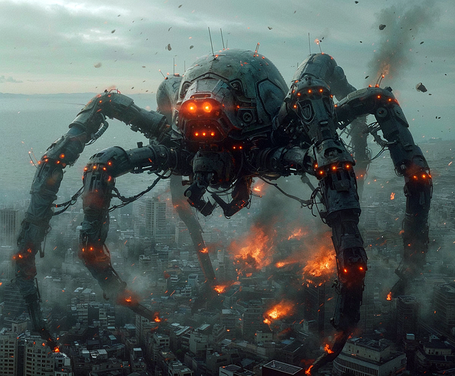 Free spider robot war illustration