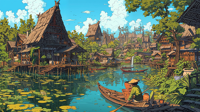 Free canoe nature dwelling illustration