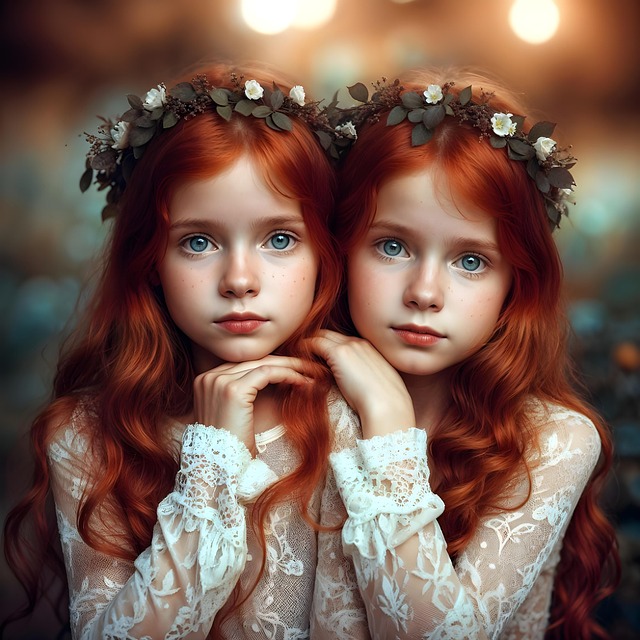 Free twins girls child illustration