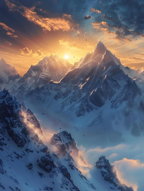 Free mountains snow sky illustration