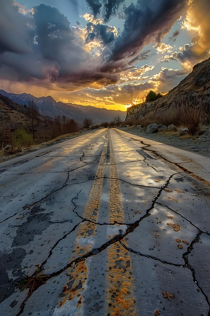 Free road mountain sky illustration
