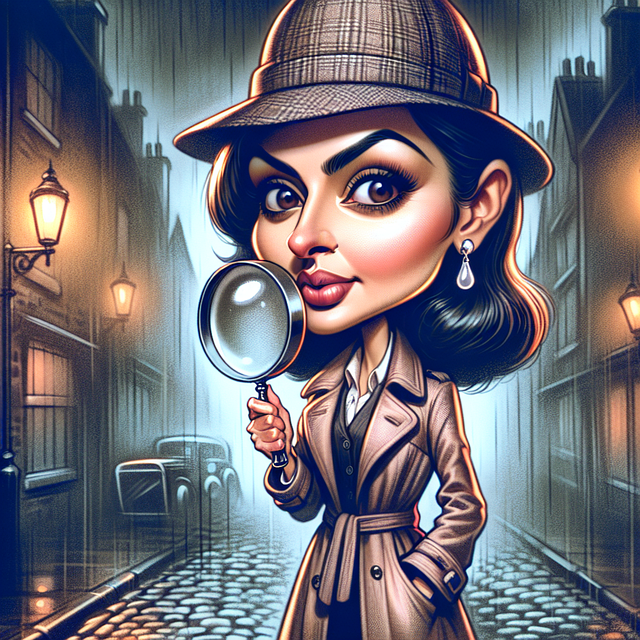 Free caricature woman detective illustration