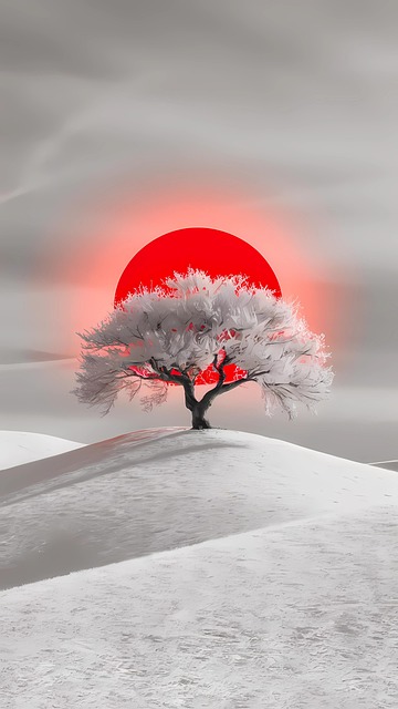 Free tree hills nature illustration