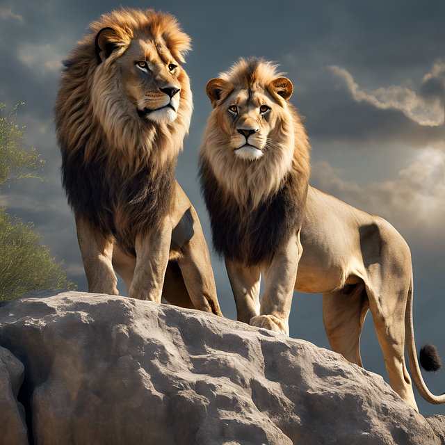 Free ai generated lions animals illustration