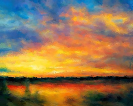 Sommer, Sonnenuntergang, Malen, Design