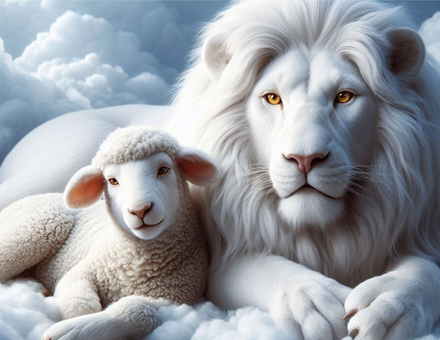 Free lion lamb lying down illustration